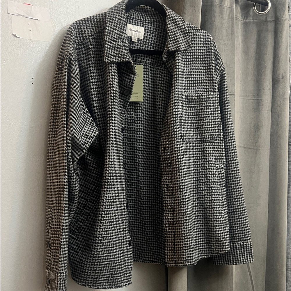 Goodiellow Men's Houndstooth Shirt Jacket - Grey-Black X-LARGE